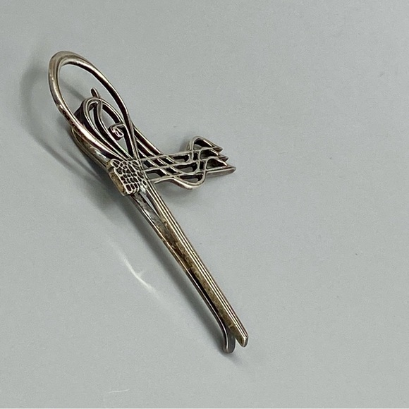Vintage Turkish Ottoman Tie Clip Sultan Tughra Sterling Silver Suleiman Insignia - Picture 8 of 16